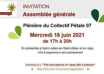 Invitation | ASSEMBLÉE GÉNÉRALE du Collectif Pétale 07