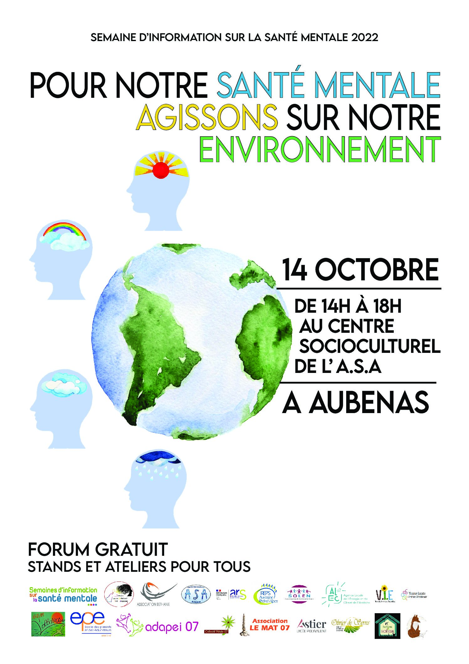 Forum “Pour notre santé mentale agissons sur notre environnement” 14 octobre 2022