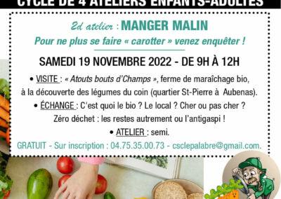 Projet alimentation « ET TOI QU’EST-CE QUE TU MANGES ? » – 2ème atelier: 19 novembre 2022