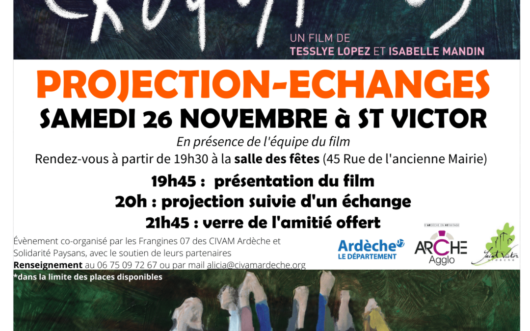 Projections-échanges gratuites du documentaire “Croquantes” samedi 26 novembre à St Victor