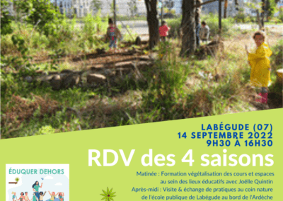 Rendez-vous des 4 saisons du groupe de travail “Eduquer dehors” le 14 septembre