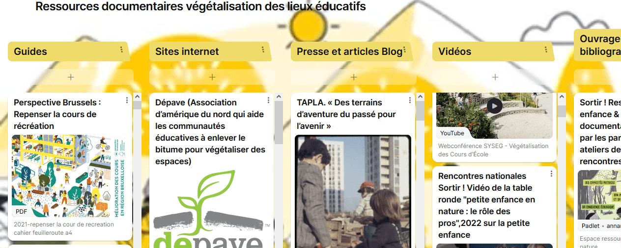 Padlet : Ressources documentaires végétalisation des lieux éducatifs