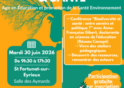 30 juin 2026 : « Biodiversité et santé », une journée d’échanges en Éducation Santé Environnement