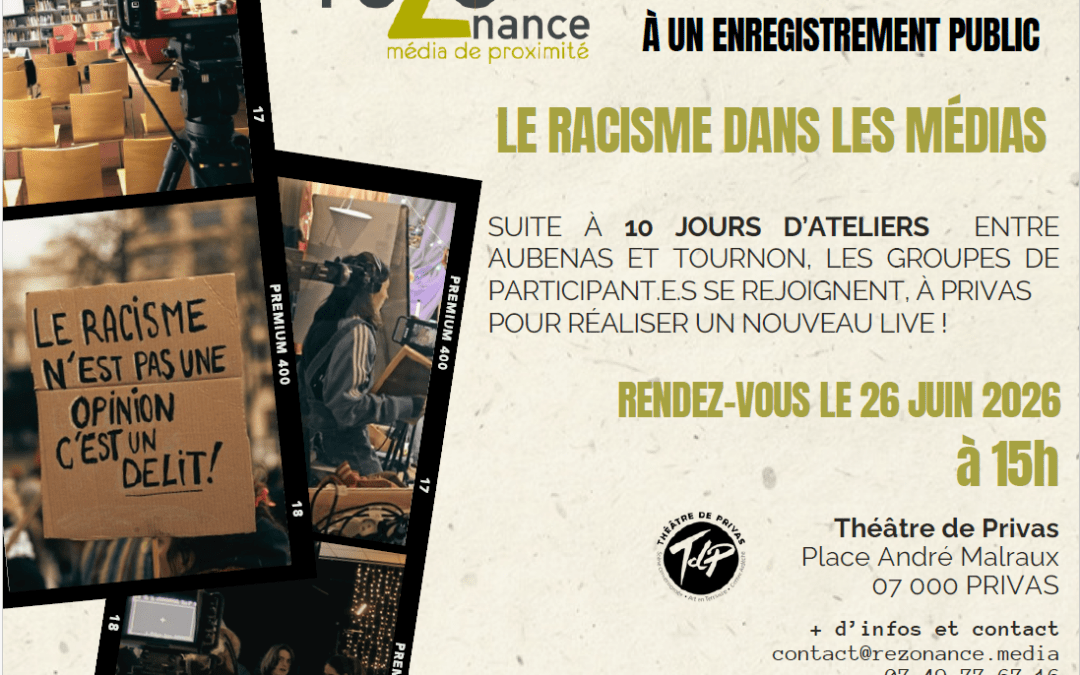L&rsquo;influence médiatique sur le racisme et les discriminations- le 26 juin 2026 à 14h45 au Théâtre de Privas