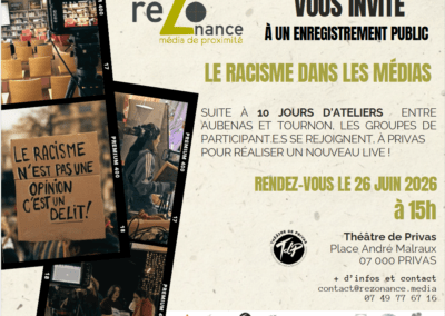 L’influence médiatique sur le racisme et les discriminations- le 26 juin 2026 à 14h45 au Théâtre de Privas